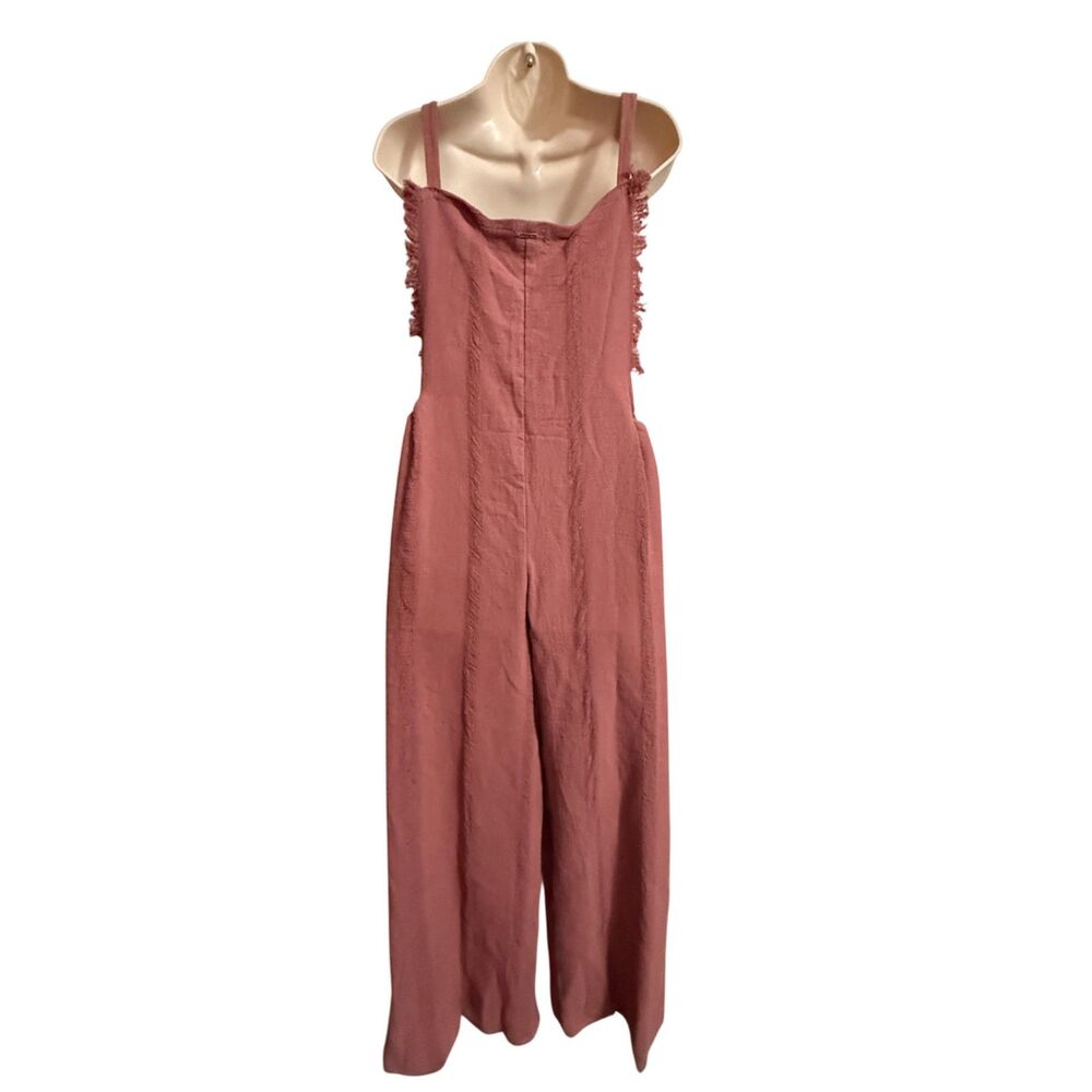 Piel De Mar Beachwear Mauve Wide Leg Fringe Overall Jumpsuit Cover Up Size M - Picture 6 of 10